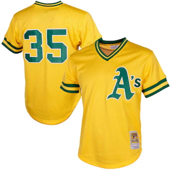 mens mitchell and ness rickey henderson yellow oakland athl